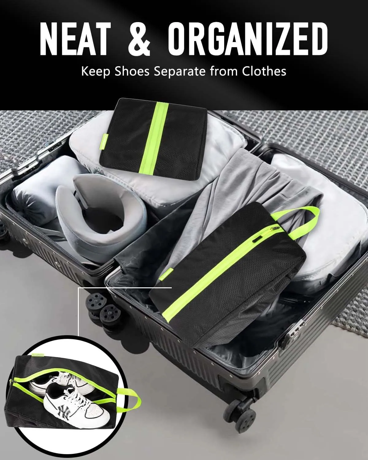 2 Pack Smell Proof Shoe Cleat Bag for Soccer - Odor-Absorbing Lightweight Track Shoe Organizer for Travel, Gym & Sports | Smell-Proof Storage with Active Carbon Fabric (Ideal for Spikes, Golf,Bowling)