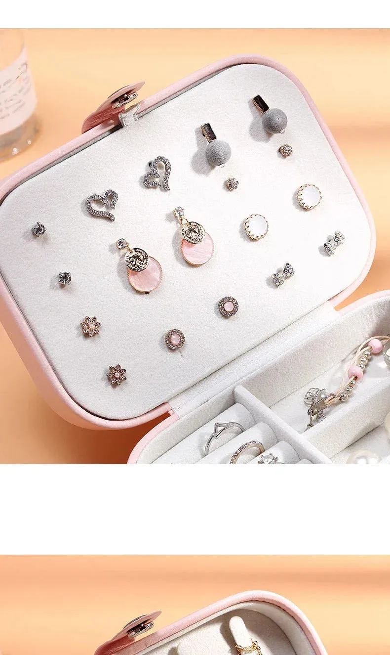 2024 Portable Jewelry Box Jewelry Organizer Display Travel Jewelry Case Boxes Button Leather Storage Zipper Jewelers