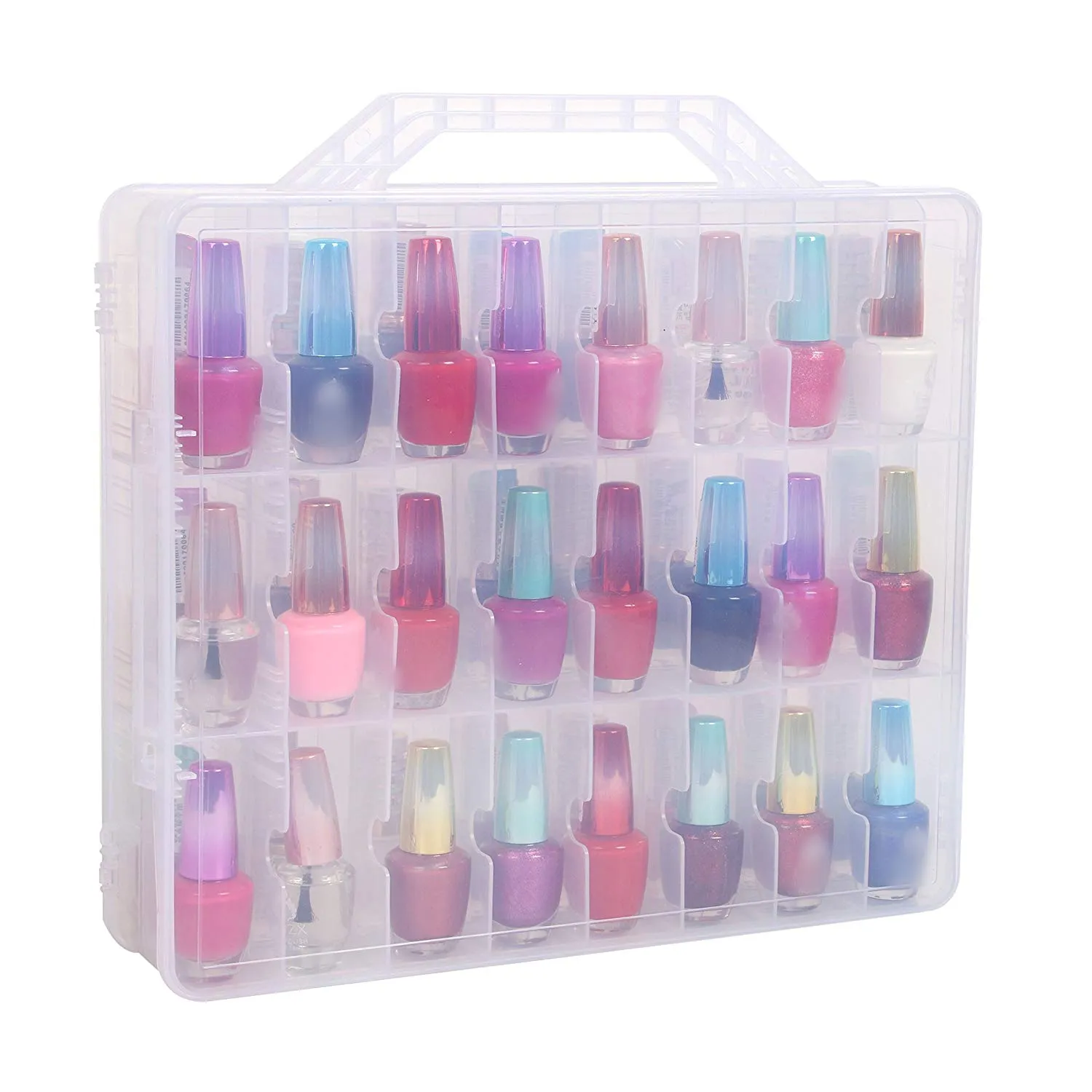 48 Grid Portable Clear Double Side Nail Polish Organizer