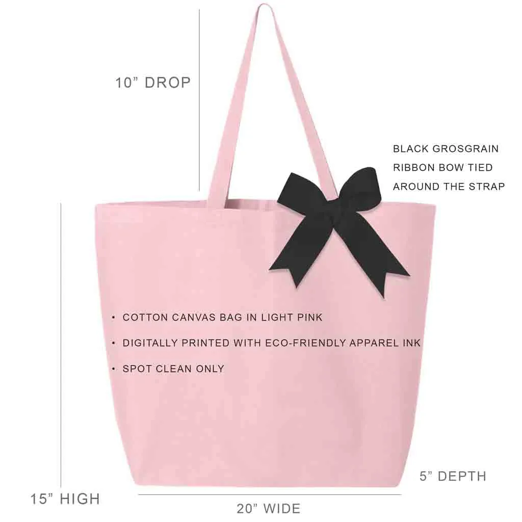 Alpha Omicron Pi Pink Canvas Tote Bag with Black Bow