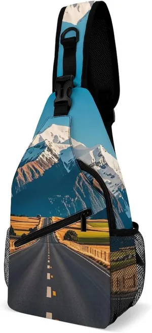 Alpine Snowy Mountain Sling Bag for Men Women Crossbody Shoulder Backpack Chest Bag Travel Hiking Daypack