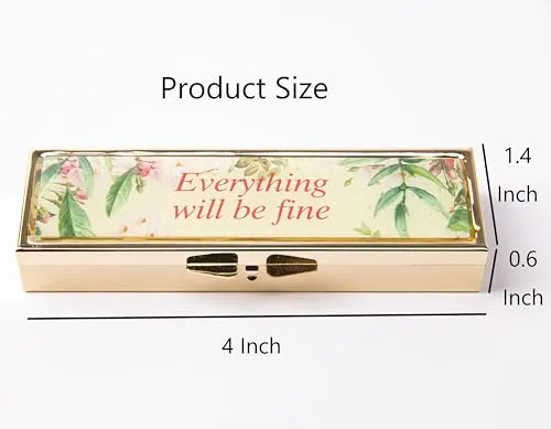 AmyZone Metal Pill Organizer Travel Friendly Portable Compact Pill Box Cute Pill Case to Hold Vitamins/Tylenol/Fish Oil/Supplements/Meds/Tablet for Purse/Pocket(Happy and Healthy)
