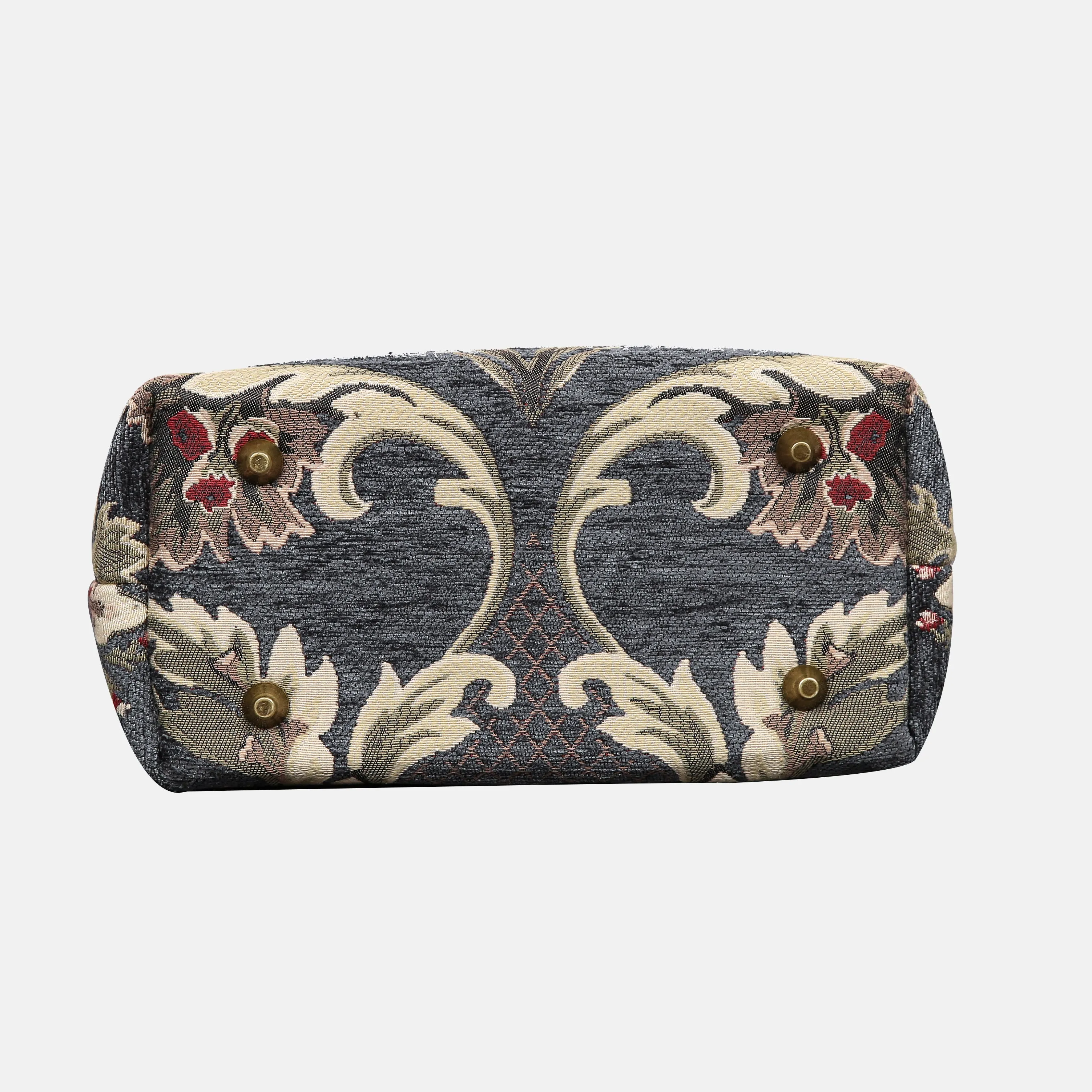 Baroque Floral Green Gray Tuck Lock Carpet Satchel