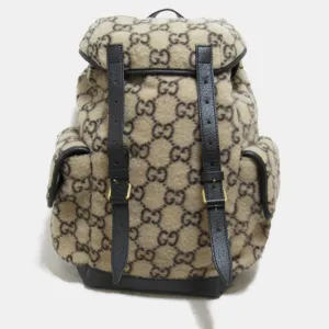 Beige Wool GG Backpack