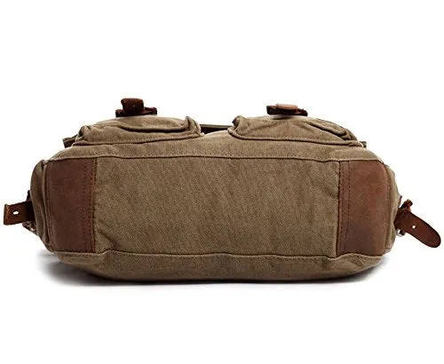Berchirly Vintage Military Men Canvas Messenger Bag for 14.7Inch Laptop