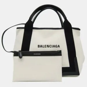 Black Canvas Leather Navy Cabas S Women's Handbag