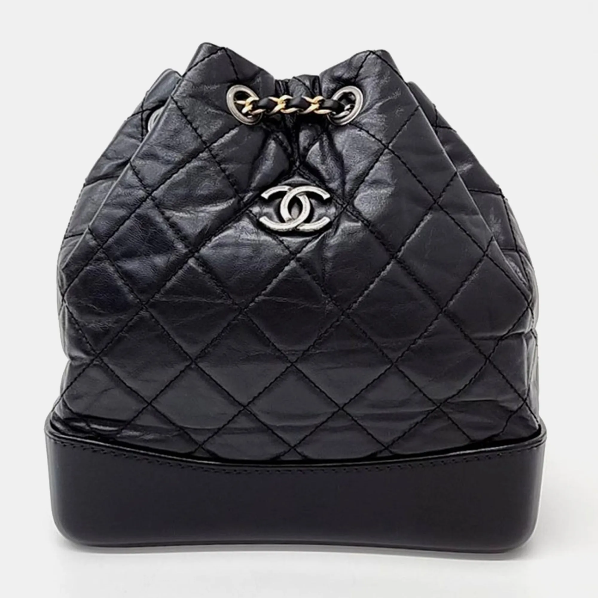Black Quilted Leather Gabrielle Backpack