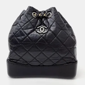 Black Quilted Leather Gabrielle Backpack