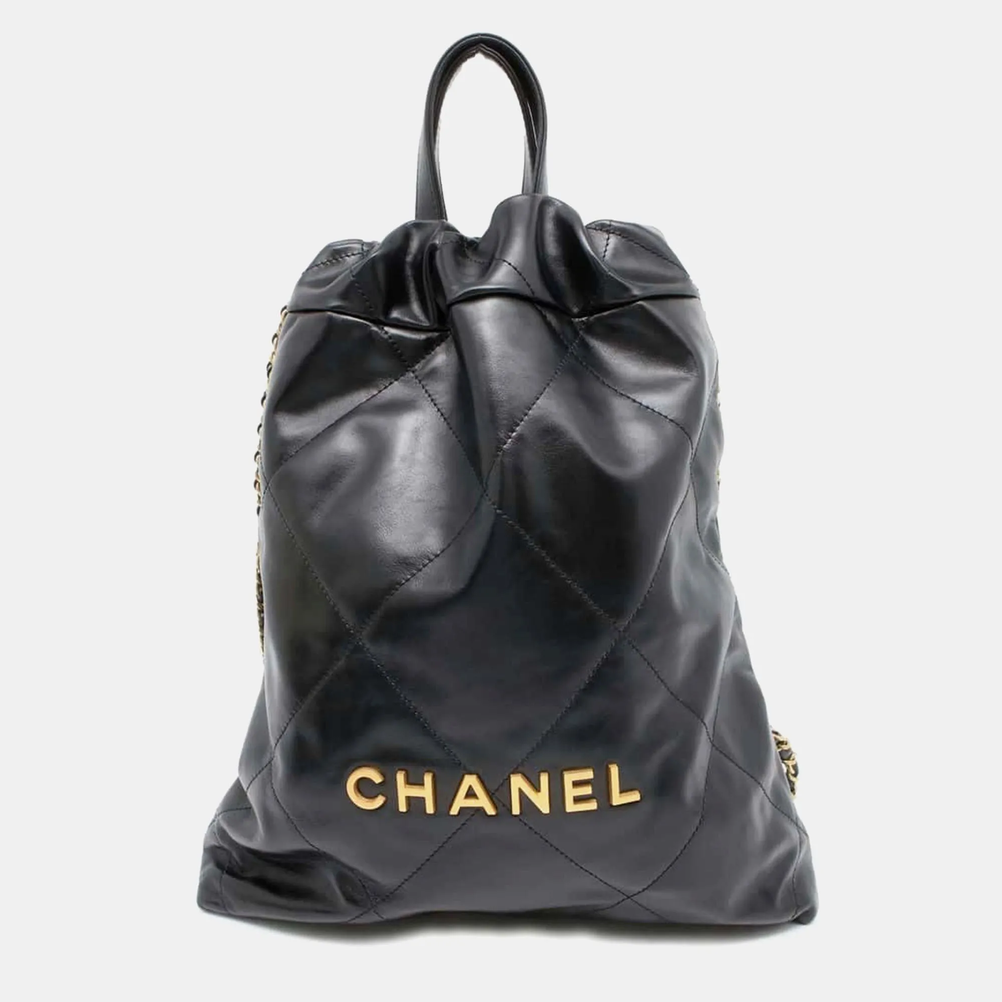 Black Shiny Calf Leather 22 Backpack