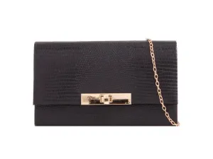 Black Snake Print Box Clutch Bag