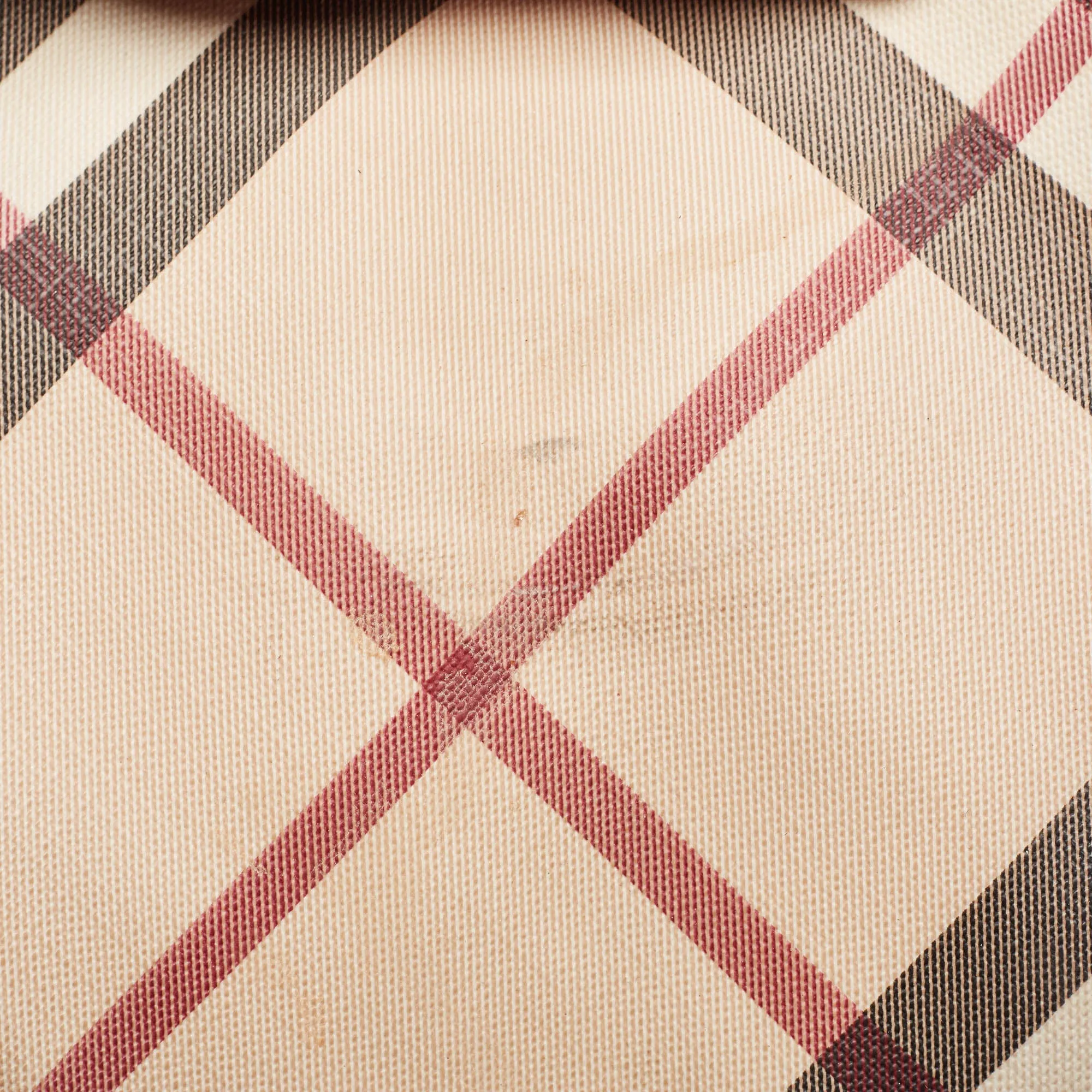 Burberry Burgundy/beige Nova Check Pvc And Patent Leather Canterbury Tote..