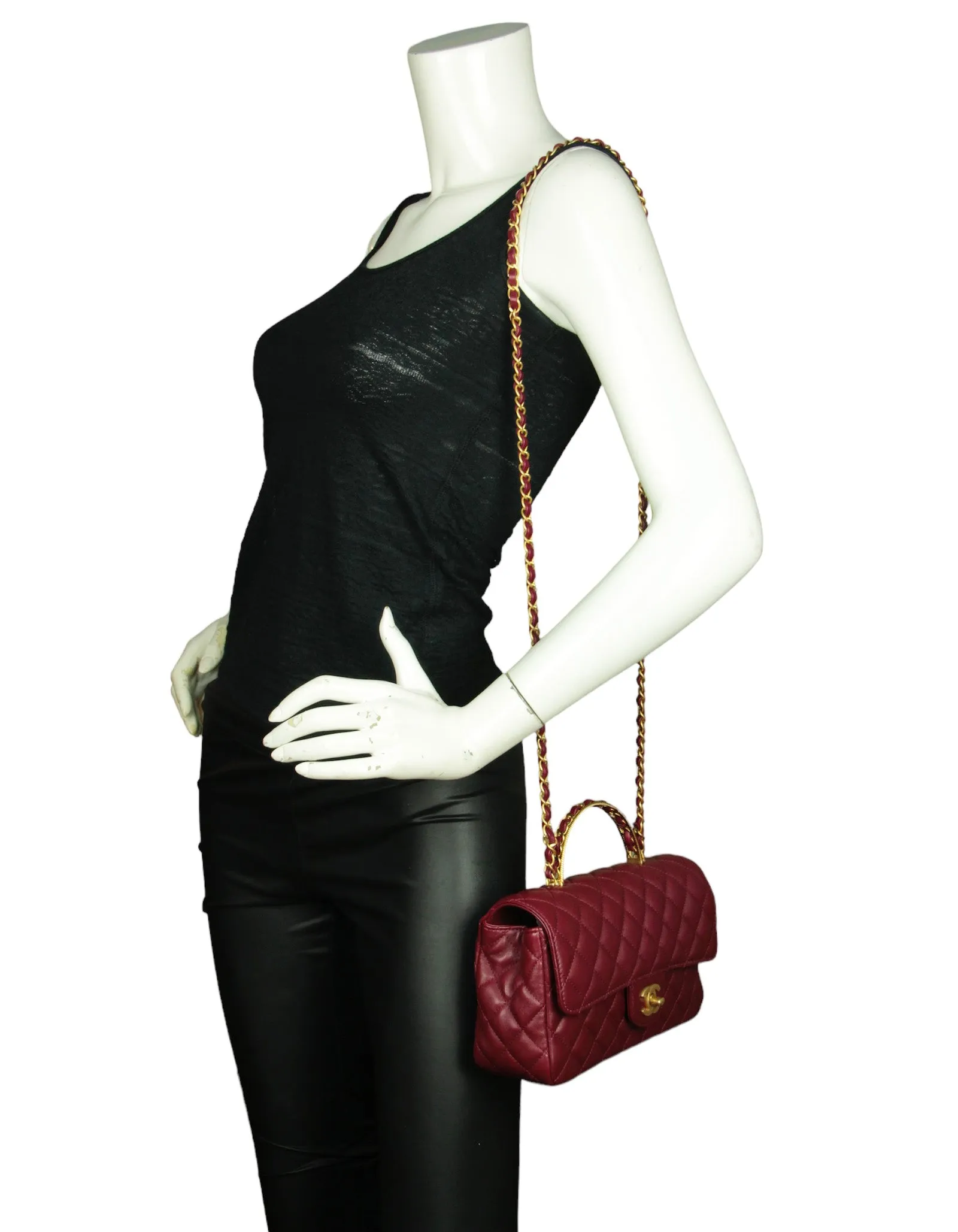 Chanel Burgundy Lambskin Leather Flapbag w/ Handle