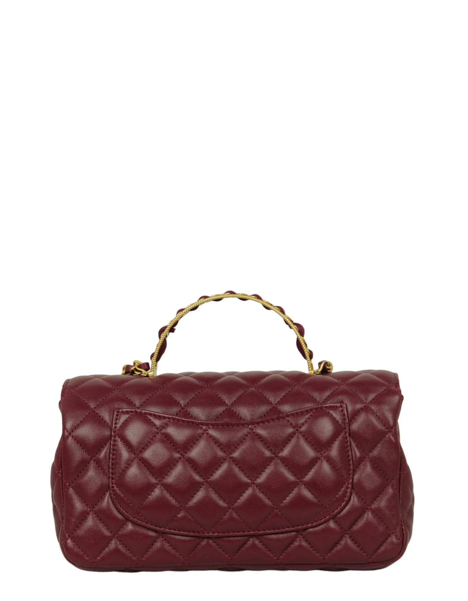 Chanel Burgundy Lambskin Leather Flapbag w/ Handle