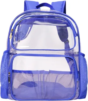 Clear Backpack Heavy Duty,17'' Transparent Bag See Through Backpack for College Work Travel Security,Blue