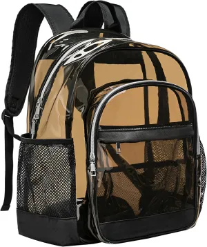 Clear Backpack,Heavy Duty Clear Bookbag See Through Backpack Large Clear Bag for School College Work Travel Security,Amber Coloured