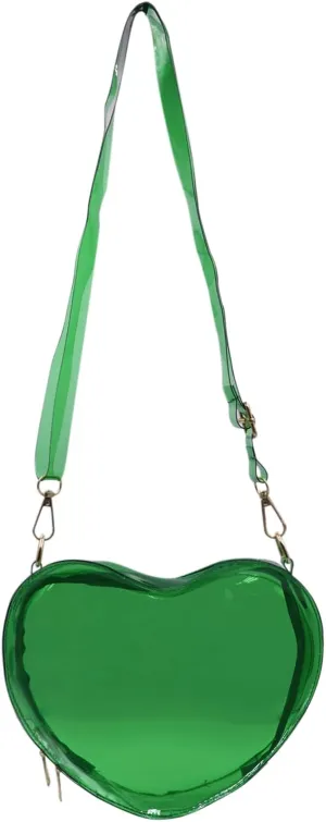 Clear Crossbody Purse Bag Transparent Heart-Shaped Shoulder Clutch Bag for Women Girls