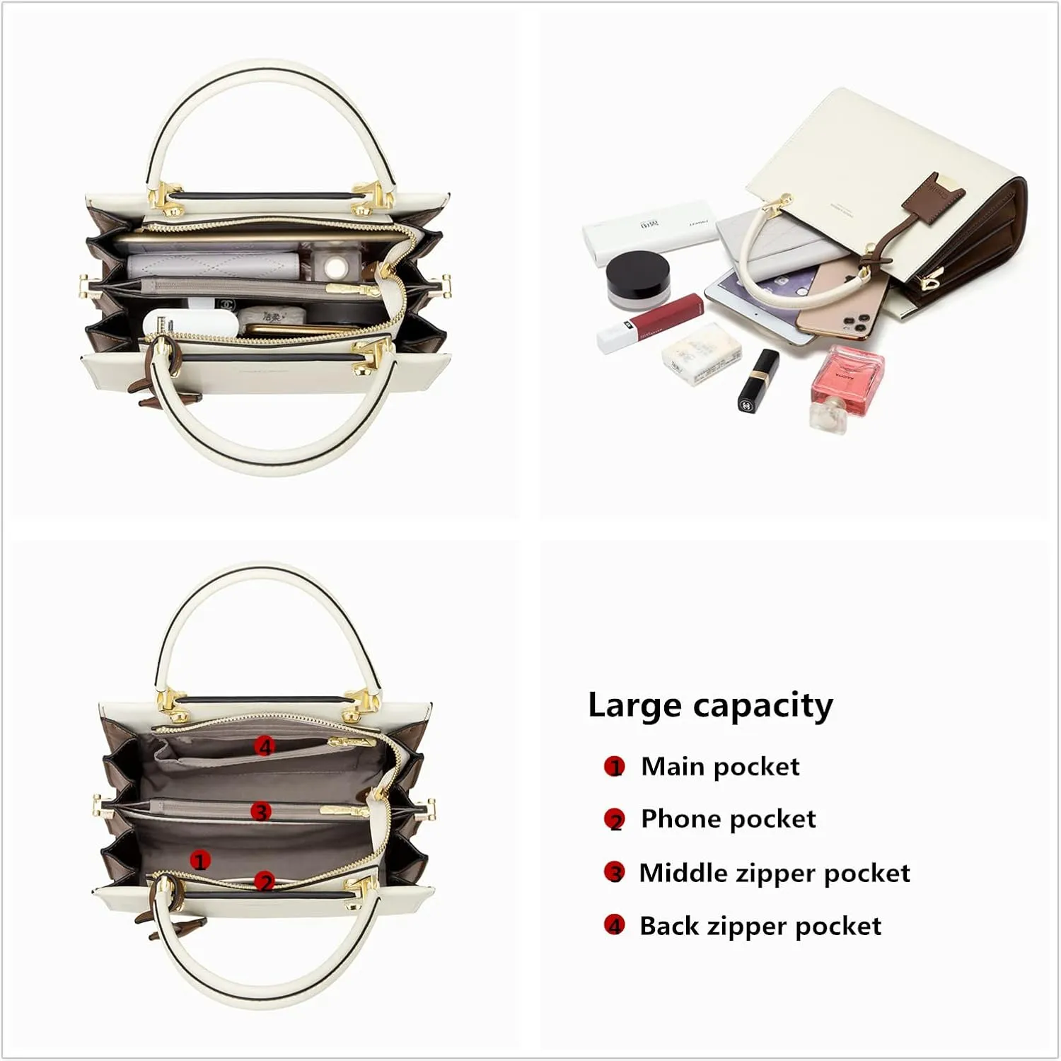 Cnoles Handbags for Women Large Capacity Tote Shoulder Bags Ladies Handle Satchel Purse