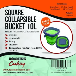 Collapsible Bucket 10L Square - Perfect for The Trailer, Motorhome, Small Apartment, Camping, Boating, RV or Airstream,car Detailing Supplies