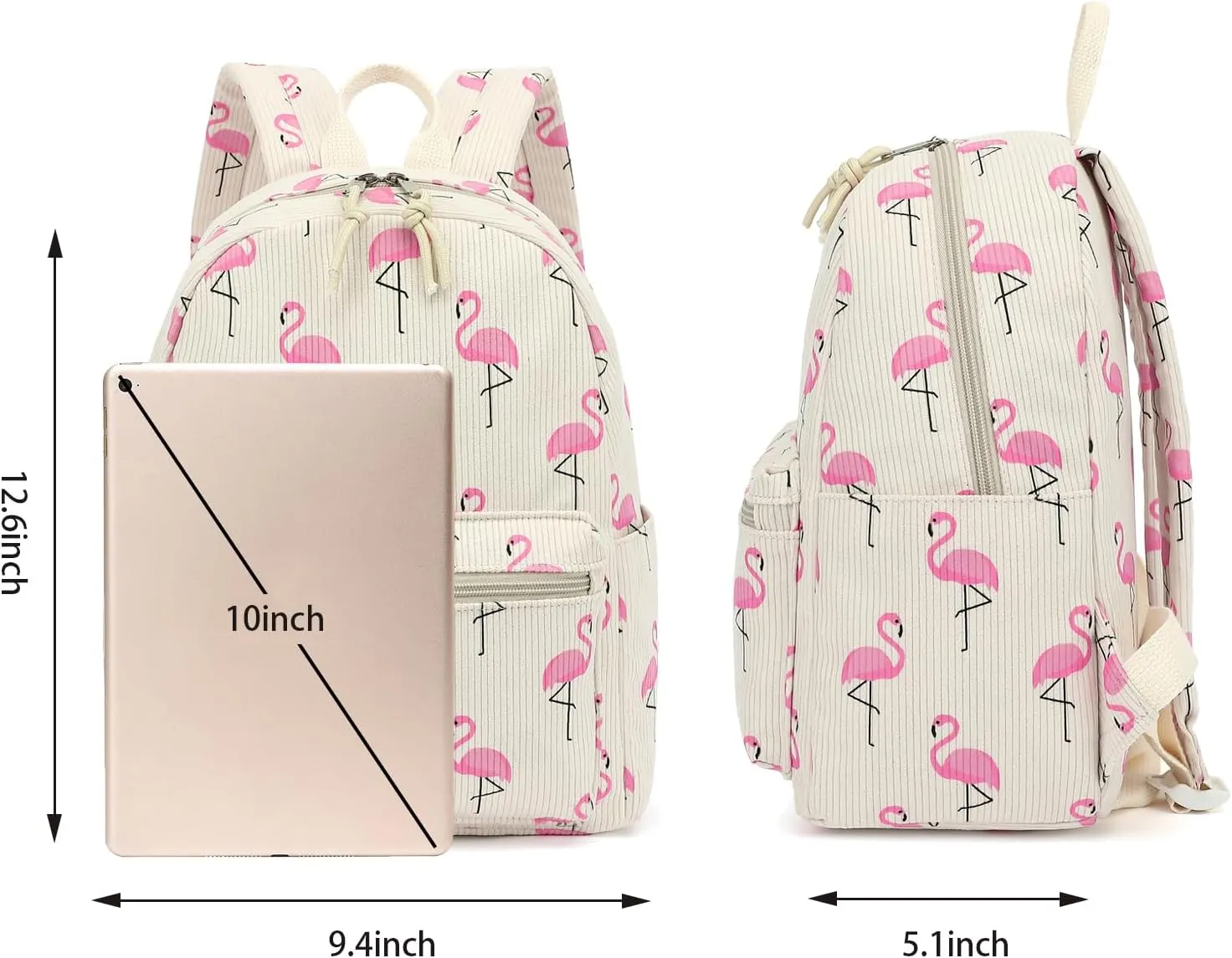 Corduroy Mini Backpack Purse for Women Girls, Fashion Small Backpack for Adults Teens Kids School Travel (Flamingo)