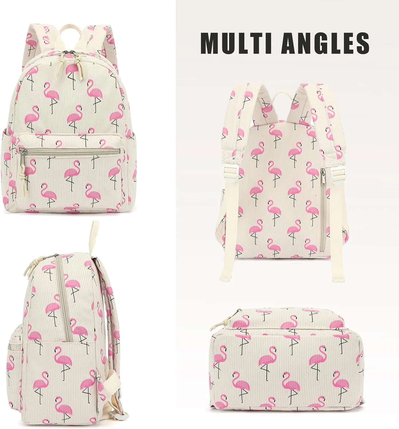 Corduroy Mini Backpack Purse for Women Girls, Fashion Small Backpack for Adults Teens Kids School Travel (Flamingo)