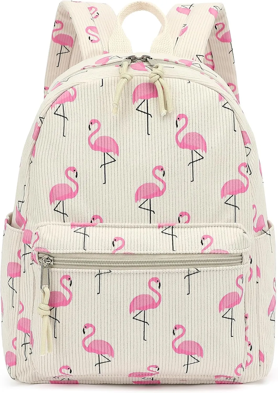 Corduroy Mini Backpack Purse for Women Girls, Fashion Small Backpack for Adults Teens Kids School Travel (Flamingo)