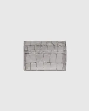 Croc Embossed Cardholder in Grey