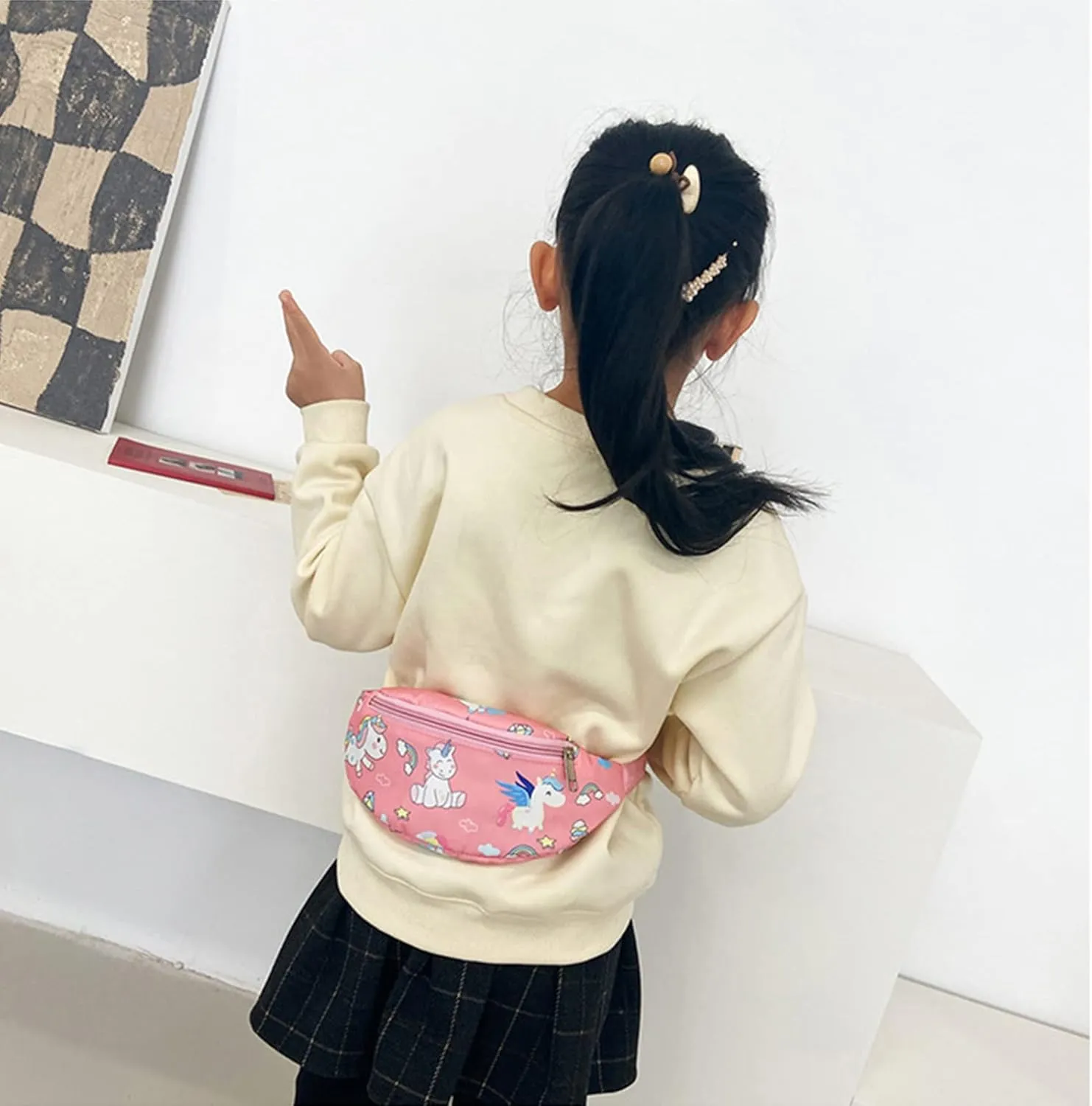 Cute Unicorn Kids Fanny Pack Waist Pack Small Belt Bum Bag Crossbody Purse Waist Pouch for Toddler Girls Boys