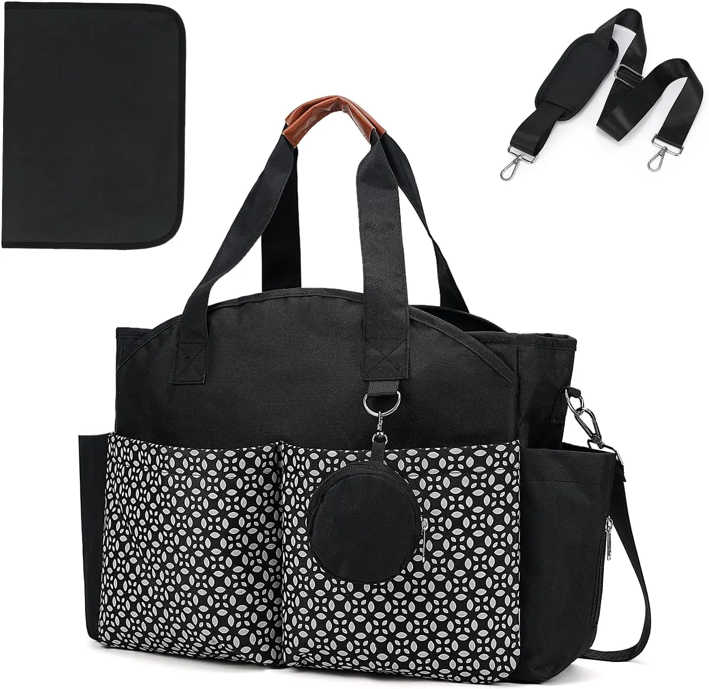 Diaper Bag Tote, Large Diaper Bag with Pacifier Case Travel Diaper Tote for Mom with Changing Station Multifunction