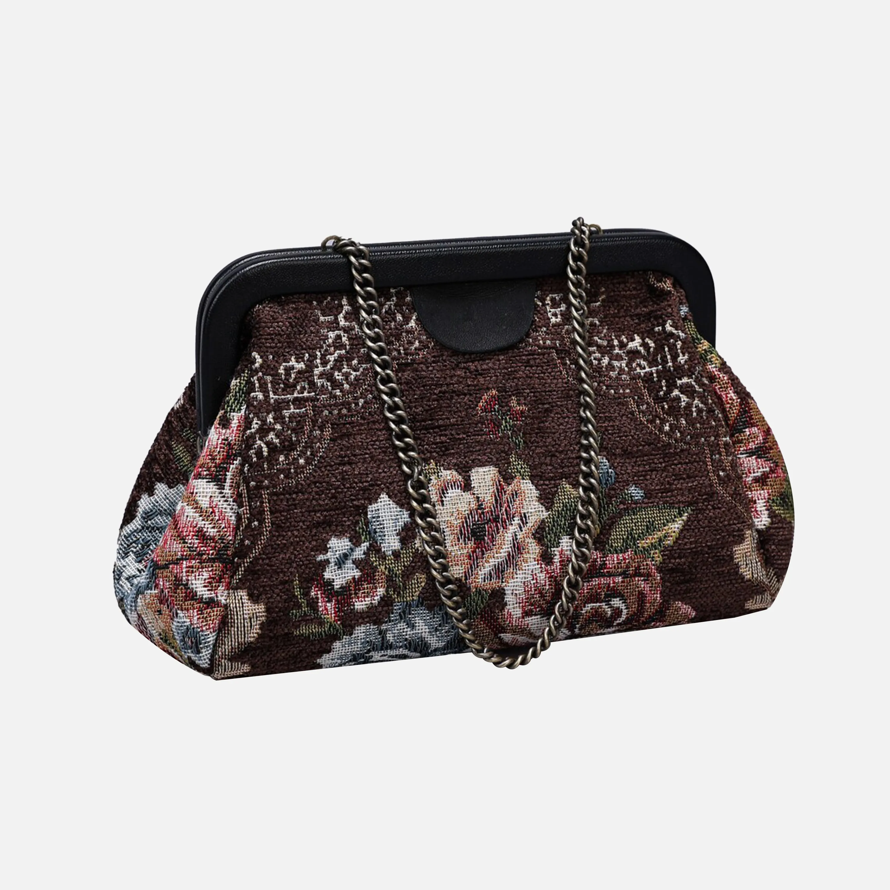 Floral Brown Evening Bag Clutch