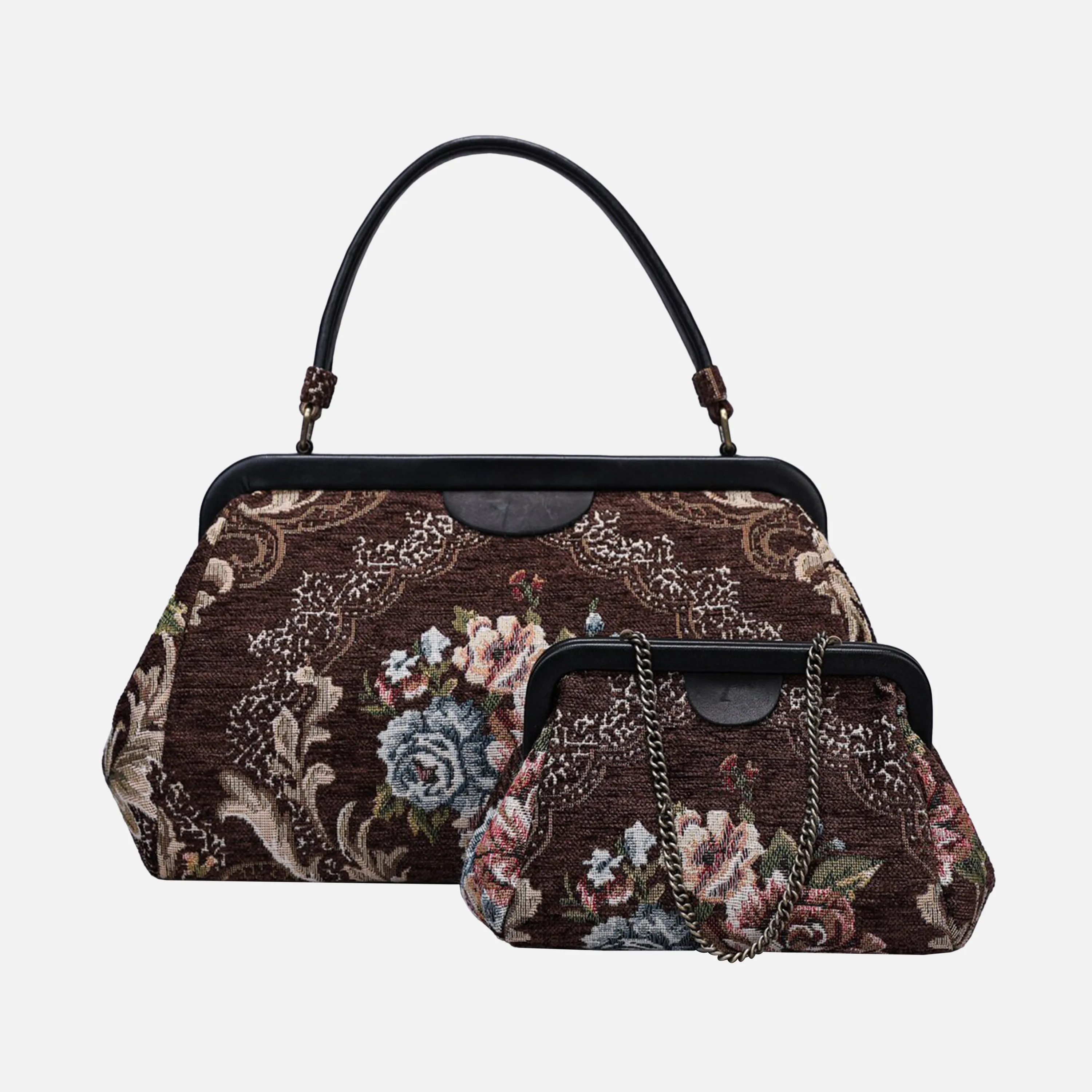 Floral Brown Evening Bag Clutch