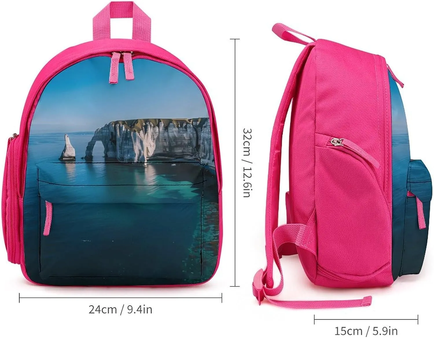 France Etretat Cute Backpack Daily Casual Daypack Travel Mini Bag with Adjustable Strap Pink-style-44