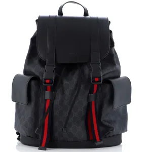 GUCCI Double Pocket Buckle Backpack GG Coated Canvas Large