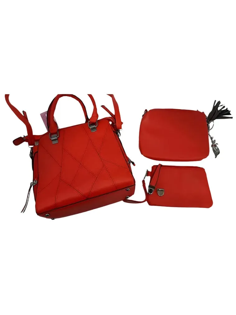 Handbag Faux Leather Red-3-Piece - 9.5x10" 669214x