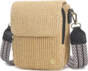 Haytijoe RFID Straw Crossbody Bag for Women 2025 Small Raffia Cell Phone Purse with Card Slots Crossbody Wallet for Travel