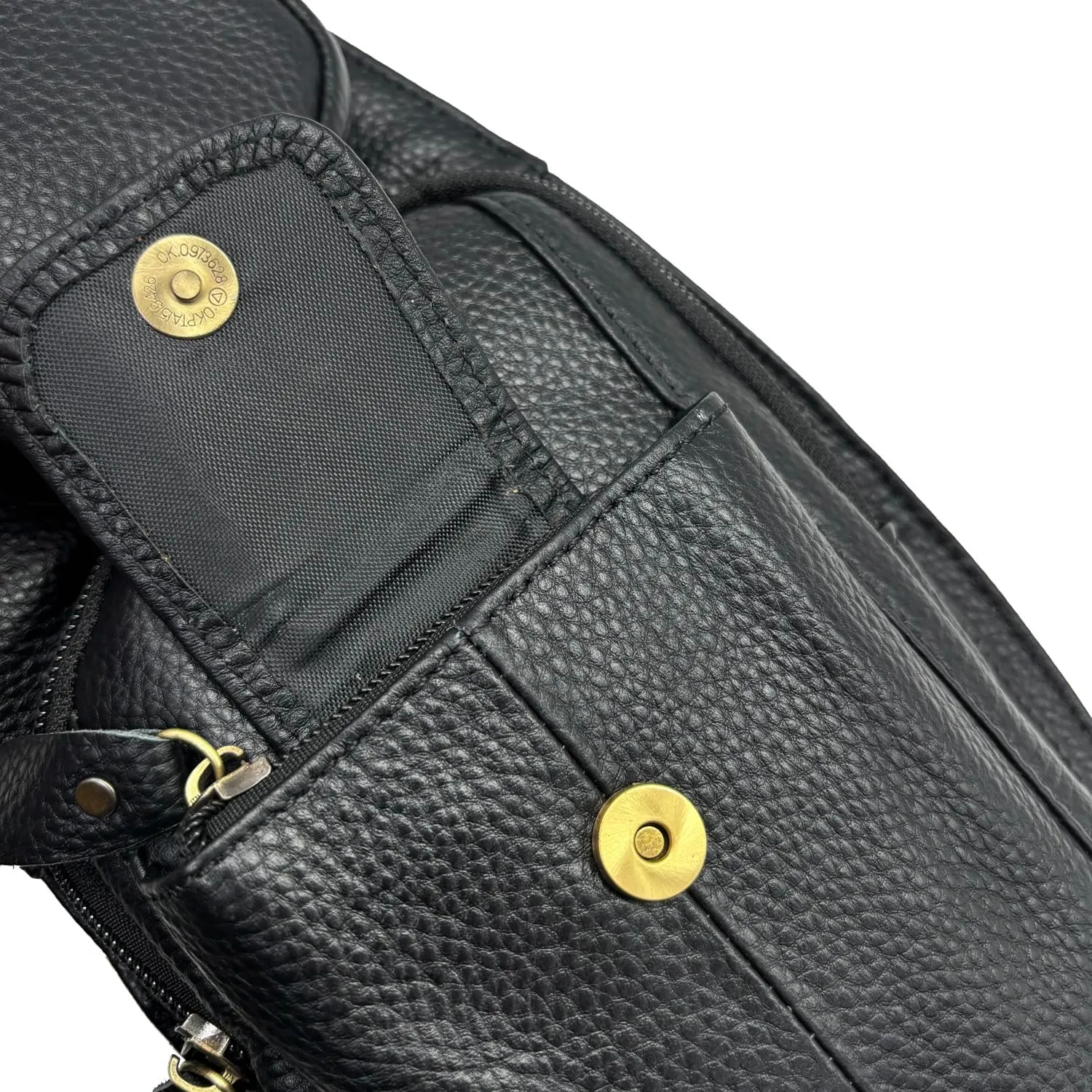 Hebetag Leather Sling Bag Crossbody Backpack for Men Women Travel Outdoor Camping