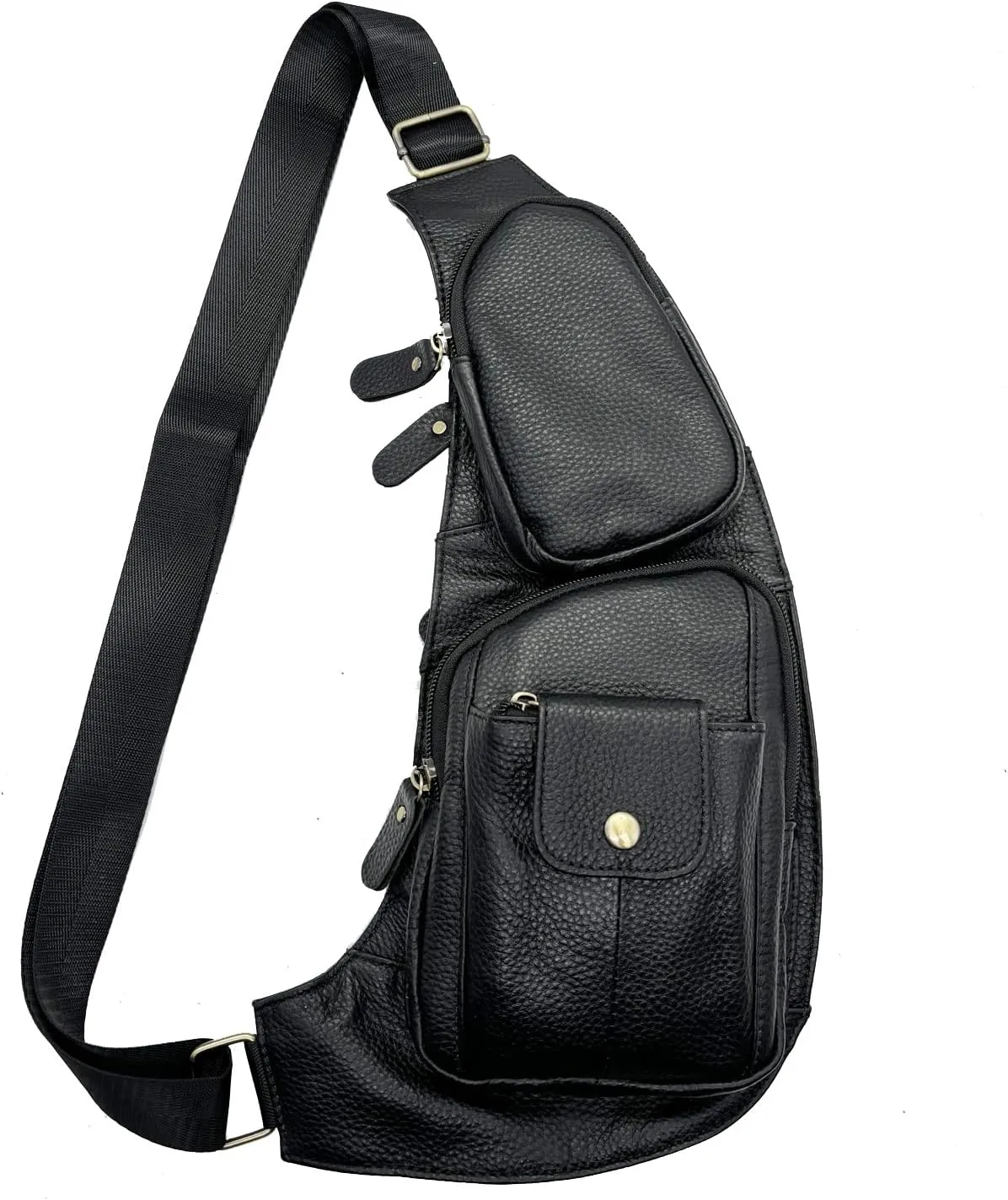 Hebetag Leather Sling Bag Crossbody Backpack for Men Women Travel Outdoor Camping