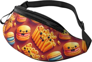 Hiking Fanny Pack Cheese-Macaron-Hamburger Crossbody Waist Bag Lightweight Belt Bag