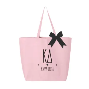 Kappa Delta Pink Canvas Tote Bag with Black Bow
