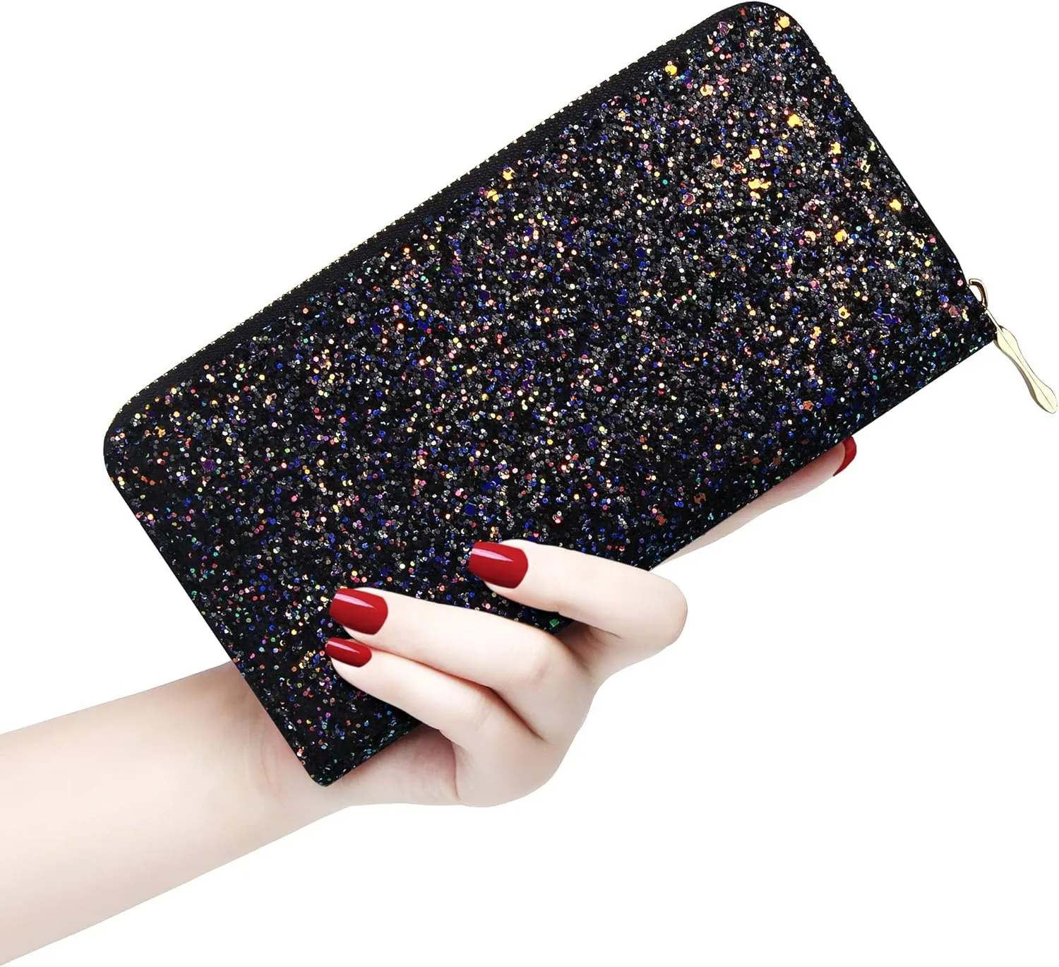 KUKOO Glitter Wallet for Women Shiny Long Phone Clutch Purse Ladies Card Holder