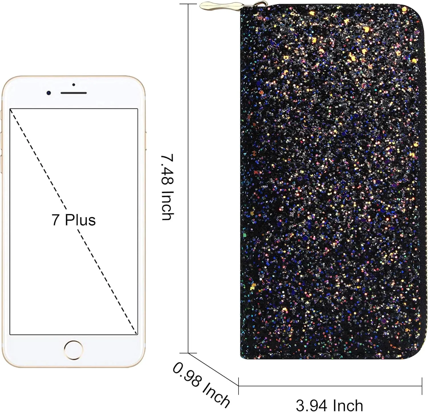 KUKOO Glitter Wallet for Women Shiny Long Phone Clutch Purse Ladies Card Holder