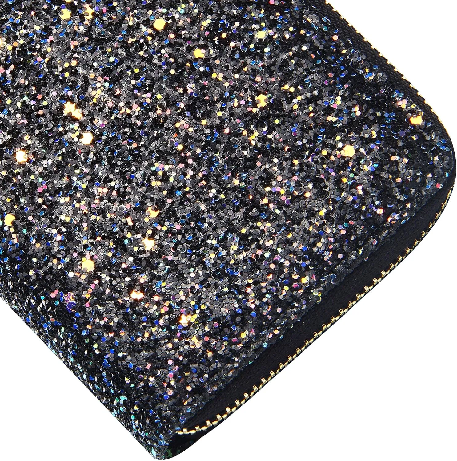 KUKOO Glitter Wallet for Women Shiny Long Phone Clutch Purse Ladies Card Holder