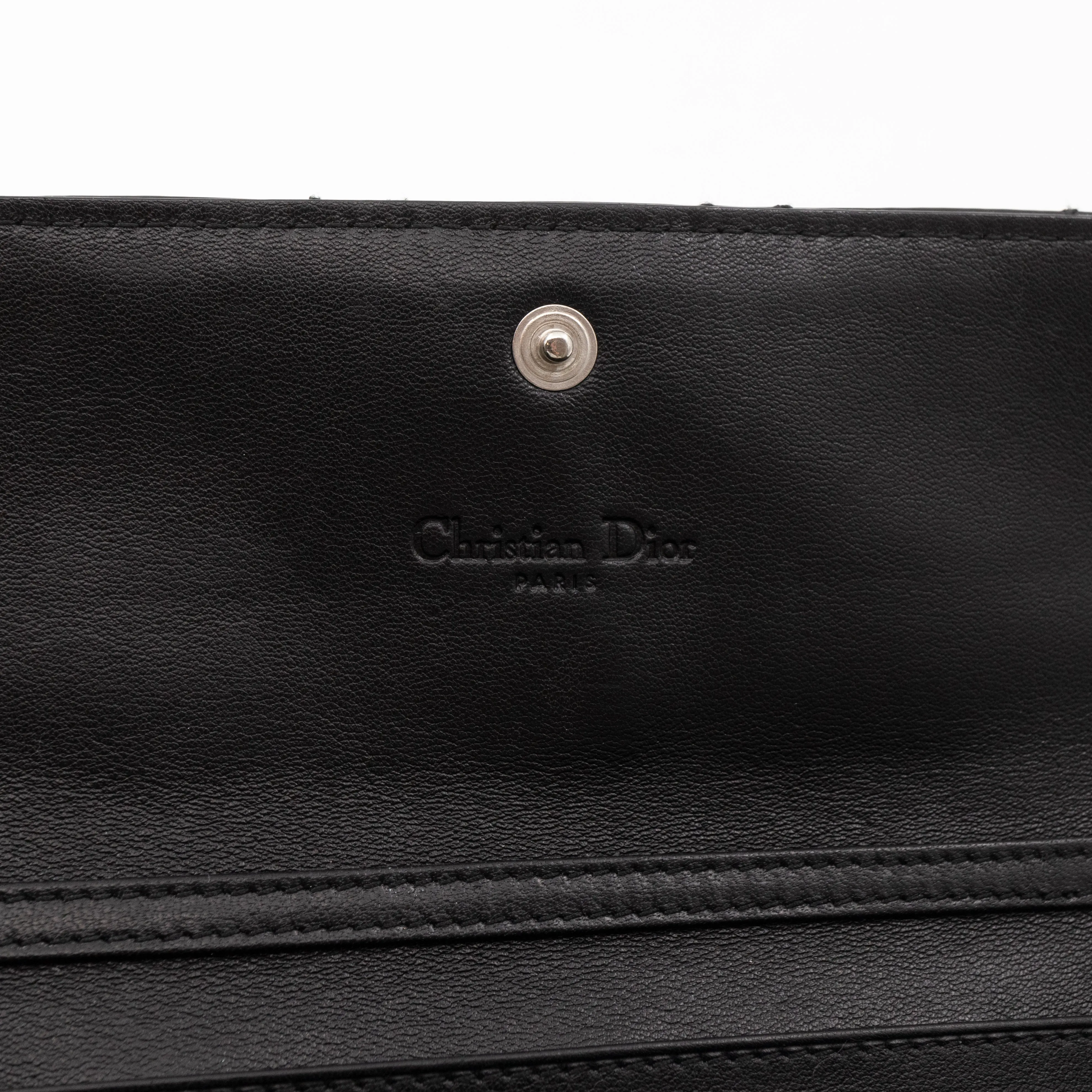 Lady Trendy Inspired Dior Clutch With Chain Black Patent Leather