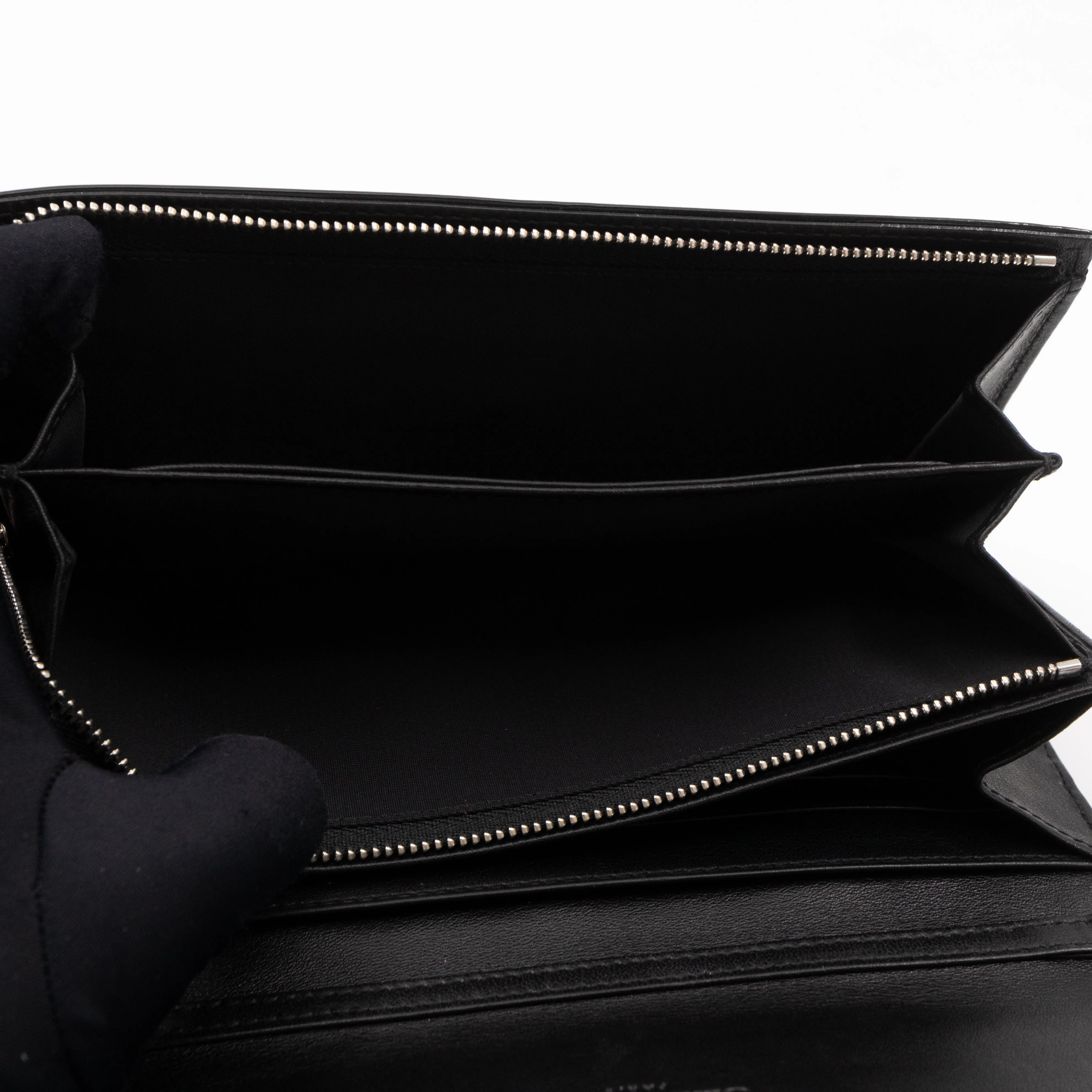 Lady Trendy Inspired Dior Clutch With Chain Black Patent Leather