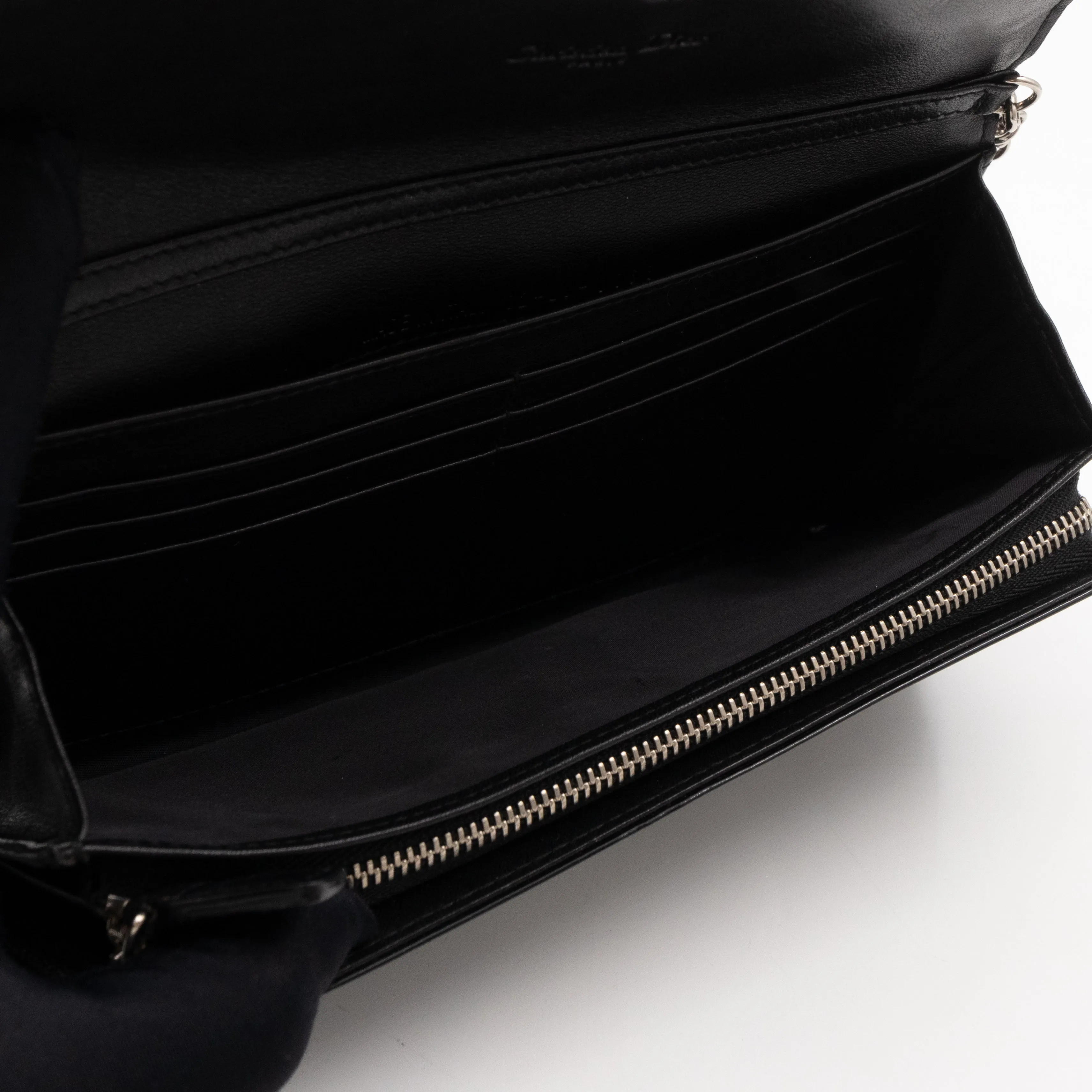 Lady Trendy Inspired Dior Clutch With Chain Black Patent Leather