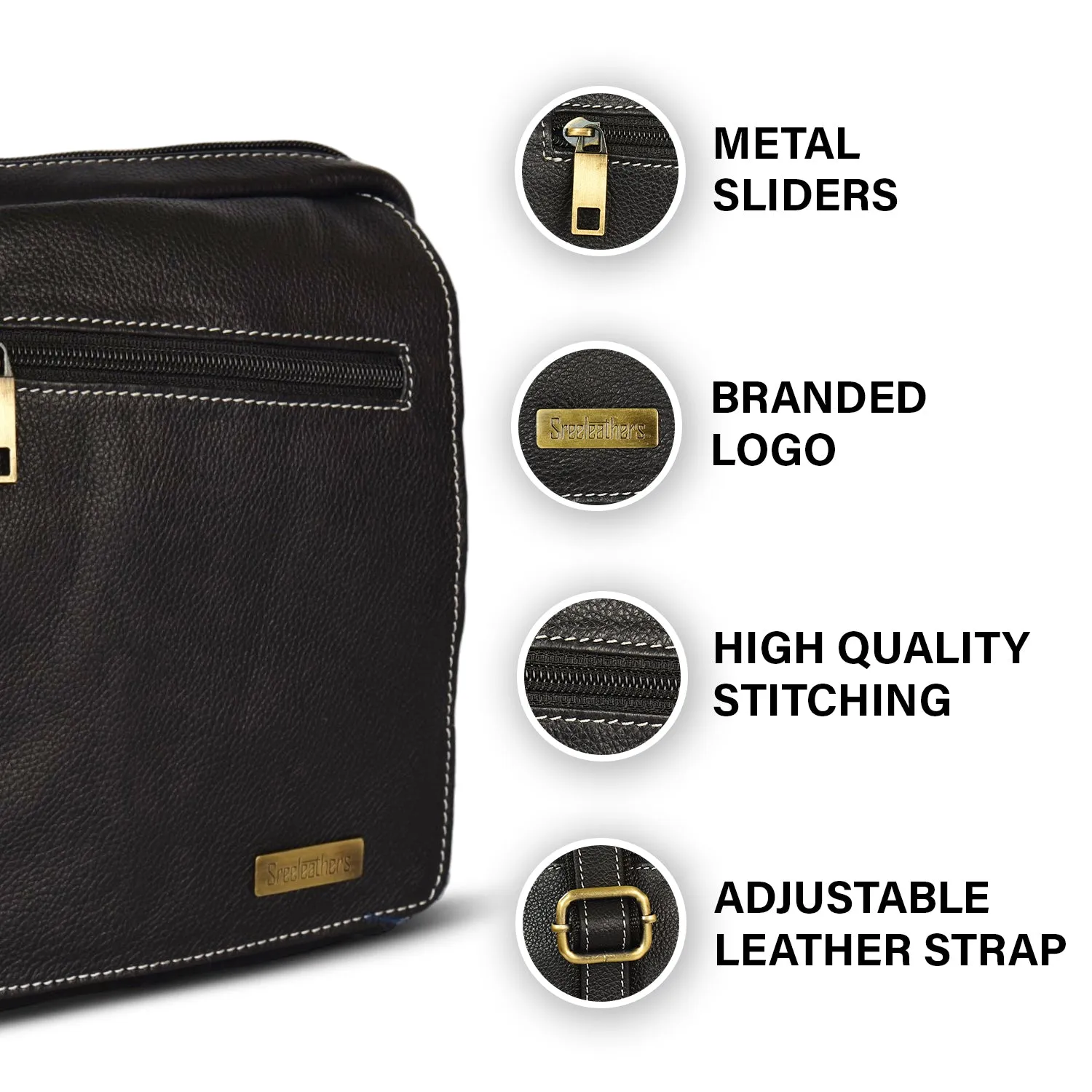 LEATHER SLING BAG 36814 (Black)