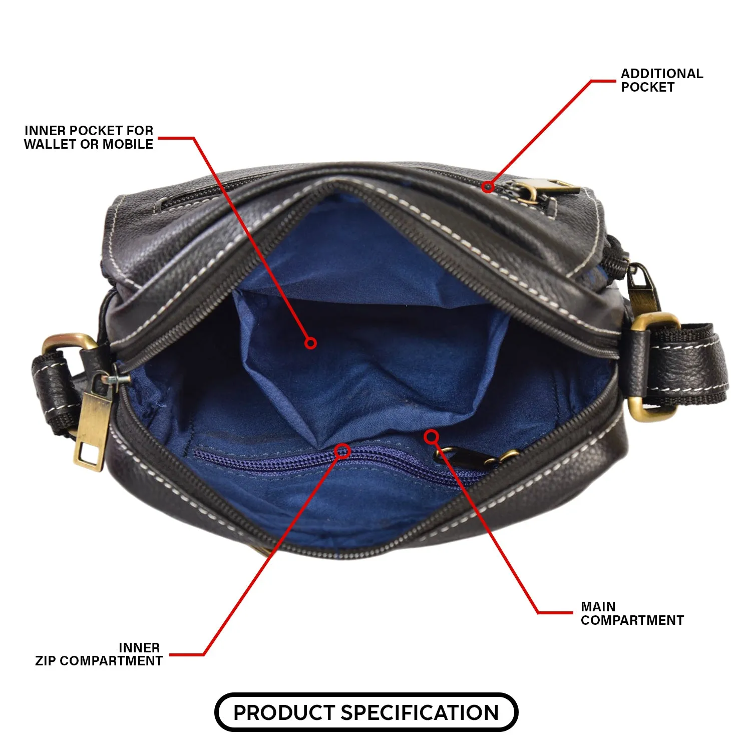LEATHER SLING BAG 36814 (Black)