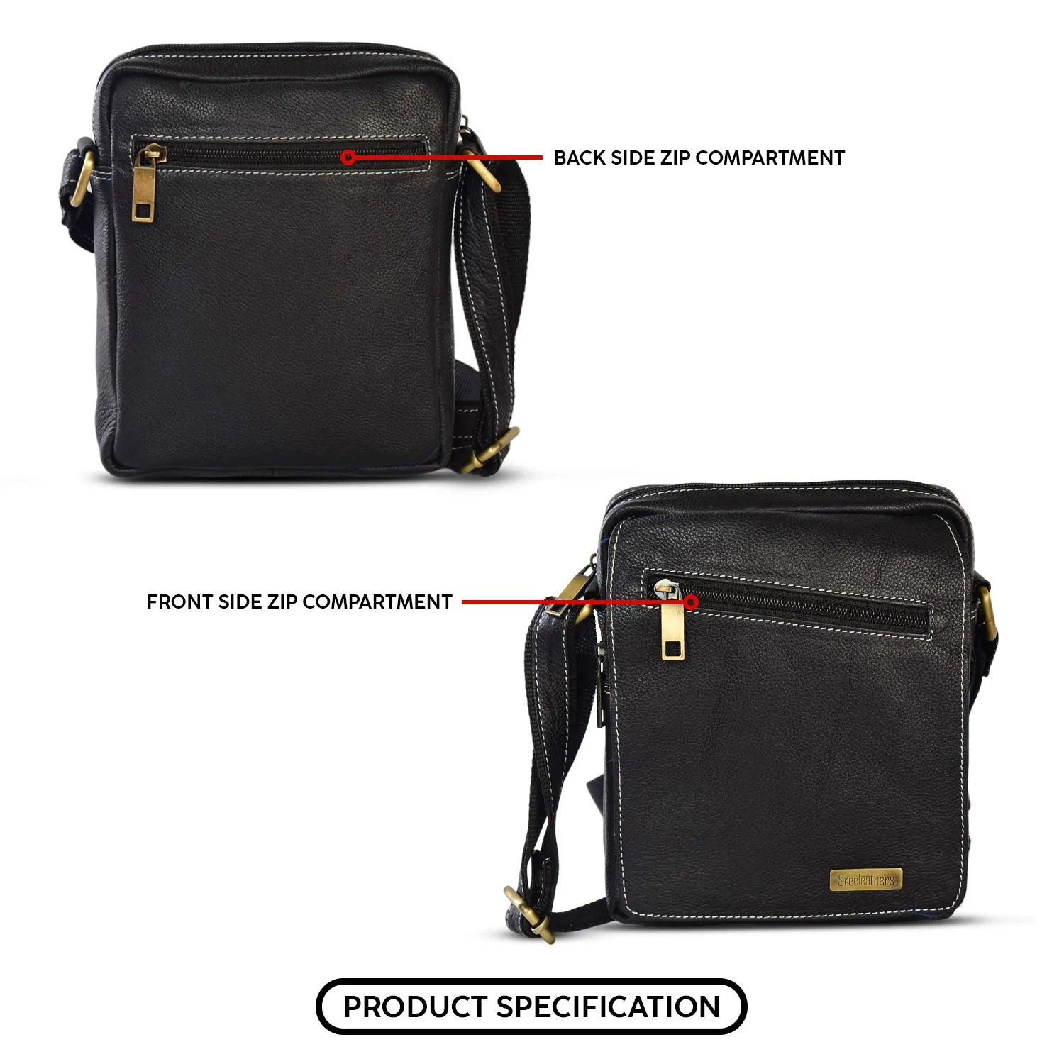 LEATHER SLING BAG 36814 (Black)