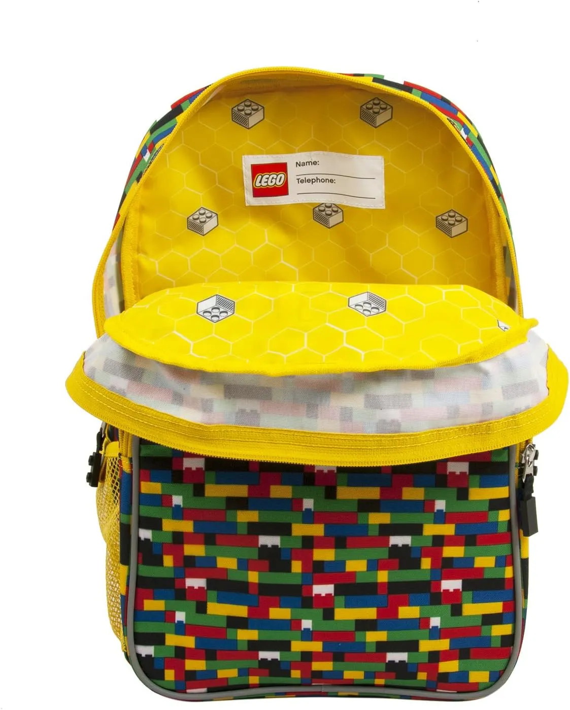 LEGO Iconic Prints Kids School Backpack Bookbag, for Travel, On-the-Go, Back to School, Boys and Girls, with Adjustable Padded Straps and Fun patterns, Brick Wall