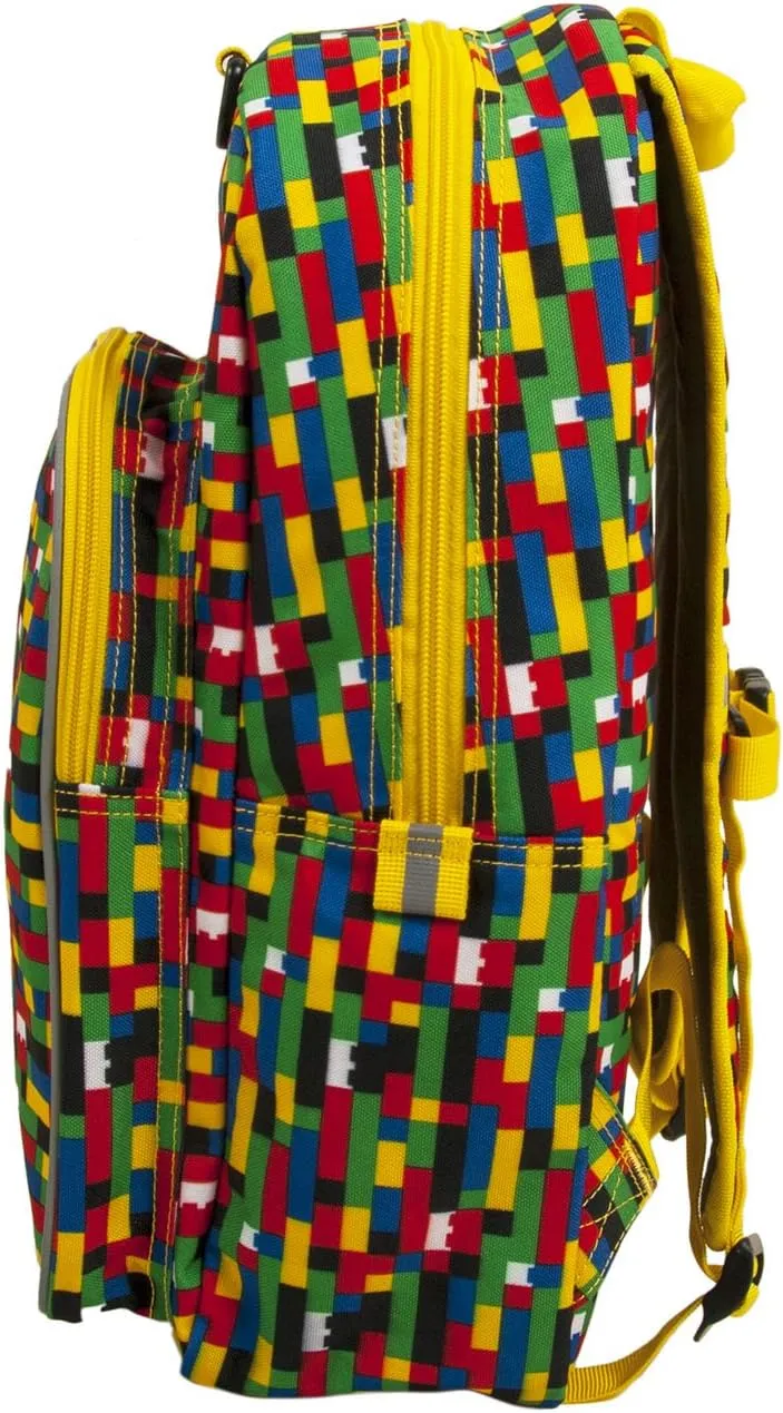 LEGO Iconic Prints Kids School Backpack Bookbag, for Travel, On-the-Go, Back to School, Boys and Girls, with Adjustable Padded Straps and Fun patterns, Brick Wall