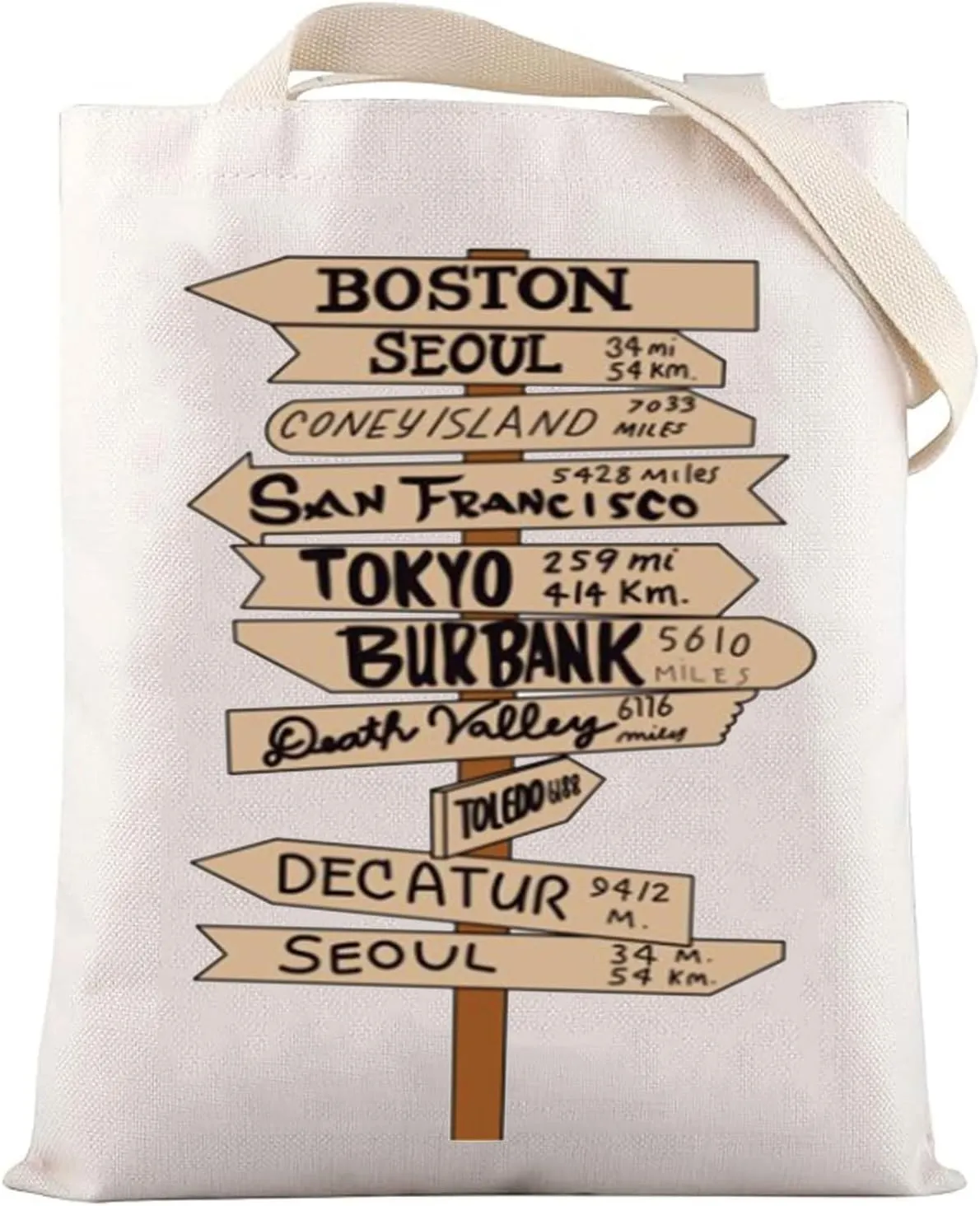 LEVLO Boston Tote Bag Seoul Trip Souvenir Gift Coneyisland Travel Shoulder Bag San Francisco Vacation Merchandise